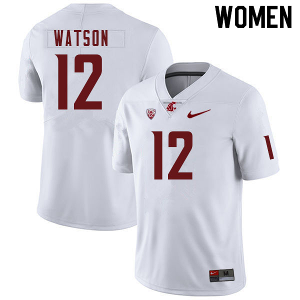 Women #12 Jaylen Watson Washington Cougars College Football Jerseys Sale-White - Click Image to Close